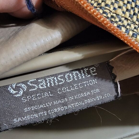 Samsonite Vintage Travel Bag Luggage Corduroy Leather Made in Korea Brown Tan - Picture 10 of 12